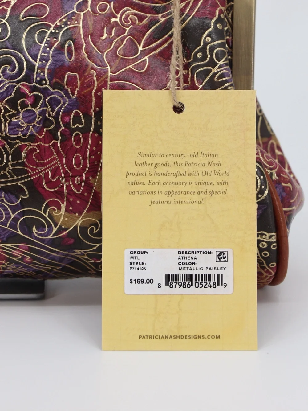 New Patricia Nash Athena Leather Convertible Shoulder Bag Clutch Paisley